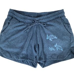 Handprinted by NIC AND THE NEWFIE Blue with Sea Turtles Athletic/Hiking Shorts/